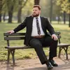 Terno Masculino Tamanho Extra Grande, Blazer Formal de Negócios Plus Size, Terno de Casamento, Preto