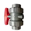 Válvula de Bola de Doble Unión Industrial de PVC Válvula Anticorrosión para Industria Química Socket Adhesivo Válvula de Agua Industrial Anticorrosión