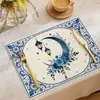 2026 Nuevo Camino de Mesa Festivo de Oriente Medio Transfronterizo Camino de Mesa Estampado Festivo Decoración de Mesa Camino de Mesa Sala de Estar Mesa de Comedor Esterilla de Mesa de Lino para Té