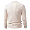 Suéter Masculino de Tricô com Listras Verticais e Gola Polo para Outono, Pulôver Casual de Manga Longa, Suéter Henley Liso