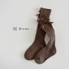 Calcetines para Niños para Otoño e Invierno, Calcetines de Media Pantorrilla con Lazo Estilo Coreano para Niñas, Calcetines Gruesos de Algodón a Rayas Estilo Escolar de Doble Aguja, Modernos