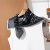 Pañuelo Cuadrado de Doble Cara Bicolor con Patrón de Espiga 65 para Mujer, Estilo Retro Francés Sencillo, Accesorio Elegante, Pequeño Pañuelo de Cuello de Moda