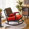 Mecedora de Madera Maciza Estilo Francés con Roca de Perla, Mecedora Sofá Reclinable Estilo Vintage para Uso Doméstico, Sillón de Descanso de Madera de Fresno Blanco