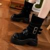 Botas de Cano Médio com Solado Grosso para Mulheres, Novas Botas Western Cowboy Retrô Outono e Inverno 2026, Botas de Montaria Versáteis com Salto Grosso