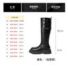 2 Tipos de Botas com Diferentes Circunferências de Panturrilha~ Botas de Cano Médio Extra Largas e com Solado Grosso para Mulheres, Novo Modelo de Inverno 2026, Botas de Equitação Pretas que Aumentam a Altura