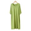 Camisón Redondo Talla Grande con Almohadillas en el Pecho, Manga Corta de Modal, Vestido Largo Holgado y Sencillo, Adelgazante y Se Puede Usar Afuera, Ropa para el Hogar, Adelgazante Talla Grande