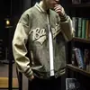 Moda Americana Chaqueta Oversize para Hombre 2024 Primavera y Otoño Chaqueta Retro Americana de Ante Marca de Moda Traje de Béisbol Retro
