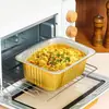 Caja rectangular de papel de aluminio dorado, recipiente de papel de aluminio engrosado, caja de embalaje para llevar con sello para sopa, caja de papel de aluminio aislada al por mayor