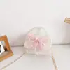 Nova Bolsa de Mão Infantil Feminina Estilo Coreano com Pérolas, Elegante Bolsa Transversal Mini Princesa com Renda e Lantejoulas Laço