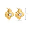 Brincos minimalistas banhados a ouro estilo vintage de luxo leve, modernos e versáteis, brincos circulares geométricos elegantes com pérolas