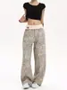 Pantalones Casuales de Leopardo Retro Americano Primavera Verano, Scimitar, Unisex, Holgados, Versátiles, Silueta Casual Desestructurada, Pantalones de Longitud al Suelo