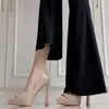 Sapatos Versáteis de Salto Alto Estilo Coreano Modelo Novo 2026 para Uso Diário Casual, Deslocamento, Uso Profissional, Salto Bloco, Bico Fino, Salto Agulha