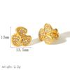 Aretes de Flores de Lujo Ligero Estilo Celebridad de Internet Europeo y Americano Mismo Estilo Estilo Ins Aretes de Acero Inoxidable Chapado en Oro de 18k Aretes de Pétalos Simples de Moda