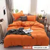 Funda de almohada con bolsillo, funda nórdica de tela cepillada de color liso, juego de tres piezas transfronterizo, funda nórdica de plumón, ropa de cama textil para el hogar de fibra ultrafina