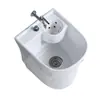 Fregadero de balcón para mopa con reposapiés, lavabo para fregar mopa, lavabo para mopa de suelo con desagüe lateral, con cesta de drenaje, drenaje automático, cerámica, otros