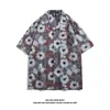 Camisa Floral Vintage Estilo Hong Kong Manga Curta Design Estilo Tailandês Havaiano Senso de Design Bonito Malandro Camisa Solta para Meninos