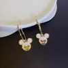 Pendientes INS de Elementos de Dibujos Animados Lindos con Concha de Colores y Aguja de Plata, Pendientes de Moda Coreana Versátiles con Diamantes