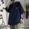 Explosões Camiseta de Algodão Pesado Masculina Estilo Hong Kong Solta plus size Manga Curta Simples Casal