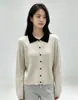 Cárdigan de Punto Trenzado Estilo Coreano Colorblock Solapa Diseño de Botones Individuales Principios de Otoño 2026 Prenda Superior Versátil Suave
