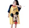 Venta al por mayor Nuevo Verano Suelto Talla Grande Dulce Lindo Dibujos Animados Manga Corta Largo Medio Ropa Exterior para Niña Camisón de Manga Corta