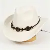 Sombrero bohemio étnico tejido a mano con sombrero de vaquero occidental, nuevo sombrero vintage transfronterizo