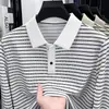 Nueva Camisa Polo de Rayas de Manga Larga para Hombre Primavera y Otoño, Camiseta Versátil de Moda Business Casual para Hombre