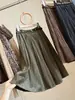Falda midi de terciopelo plisado estilo vintage francés para mujer, nueva colección otoño/invierno, de cintura alta, estiliza, falda plisada versátil de línea A