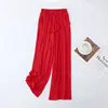Calça listrada de modal de perna larga verão fina fresca casual para casa pijama plus size versátil solta