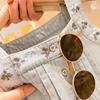 Aile Rabbit 2024 Verano Conjunto de Chaleco para Niñas Tops Bordados con Flores Jeans con Tirantes para Niños