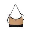Bolso de Hombro Tejido de Paja Estilo Chanel para Mujer 2026 Nuevo Color Vintage Bloque de Color Cadena Bolso Tote Versátil Hombro Cruzado