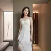 Camisole de Renda Vintage Versátil para Primavera e Verão, Estilo Corte Francês, Emagrecimento, com Bojos Embutidos para Mulheres