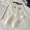 Calcetines holgados de algodón puro blanco para mujer, diseño lindo de perro de dibujos animados para primavera y verano, calcetines dulces de encaje sin costuras hasta la mitad de la pantorrilla