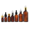 Botella de vidrio marrón para aceite esencial 5ml-100ml botella con gotero botella de bola rodante botella de vidrio verde botella de vidrio azul sub-botella