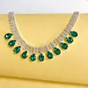 Corrente de Pescoço Moda Transfronteiriça Feminina Estilo Francês Criativo Retrô Chanel Corrente de Garra de Diamante de Vidro Gota d'Água Multicolor