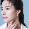 Brincos de diamante completos com simulação de arco e pérolas de água doce naturais, joias para orelha femininas