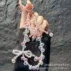 Cadena de Teléfono de Lazo Tridimensional de Perlas Hecho a Mano de Moda y Versátil Correa de Muñeca para Teléfono Llavero Correa