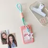 Hisocute Porta-tarjetas con cordón de estrella Estuche de exhibición para guardar tarjeta de estudiante de campus Portatarjetas pequeño para fans de estrellas Cubierta protectora para tarjeta pequeña Colgante pequeño