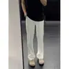 Novedad Otoño Calle Alta Versátil Hoja Curva Caída Pantalones de Traje para Hombre Americanos Color Sólido Sin Planchar Tacto de Alta Gama Micro-Campana Pantalones Largos
