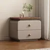 Instalação de Criado-Mudo Pequeno de Madeira Maciça Cor Creme, Simples Antigo para Casa, Moderno Novo Minimalista Armazenamento de Quarto Criado-Mudo