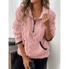 Em Estoque Amazon Wish Suprimento Transfronteiriço Moda Outono e Inverno 2026 Moletom Feminino Pelúcia Cor Blocada Curto Meio Aberto