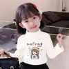 Camiseta Base de Terciopelo Cálido para Niñas, Ropa de Otoño e Invierno de Cuello Alto Medio para Niños, Camiseta de Manga Larga para Niños Talla Pequeña y Mediana, Top de Estilo Coreano para Bebé