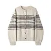 Abrigo suéter Fair Isle retro para mujer, nuevo diseño otoño/invierno 2026, cárdigan de punto holgado y adelgazante