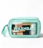 Bolsa de tocador y maquillaje rosa Toiletry Bag Bolsa de almacenamiento de viaje Asa portátil Almacenamiento de gran capacidad PVC Juego de tres piezas grande, mediano y pequeño