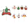 Decoración de Pastel de Navidad Transfronteriza Enchufe de Papá Noel Árbol de Navidad Círculo de Hierba Tarjeta con Enchufe de Decoración de Hojas