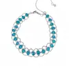 Pulsera redonda de malla tejida con cuentas de cristal, extraíble, pulsera de nicho de lujo ligero, sensación de alta gama, accesorio de mano fresco y dulce