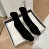 Botas Finas de Salto Alto Elegantes e Elegantes para o Trabalho Outono e Inverno 2024 Novas Botas com Zíper Lateral de Bico Quadrado Pequeno e Efeito Segunda Pele para Mulheres