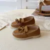 Zapatos Planos de Borlas para Niñas Verano Nuevo 2026 Moda Versátil para Niñas Pequeñas Zapatos Casuales Cerrados con Velcro