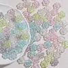 Cadena para Teléfono Móvil Flor de Rosa Transparente Hielo Llavero Corto de Resina con Perlas de Lujo Ligero Colgante Exquisito Morado Rosa para Bolsos de Mujer