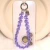 Lujo de Alta Gama Cuentas de Cristal Cadena de Mano Llavero Corto para Muñeca con Clip Colgante para Bolso Estuche de Teléfono