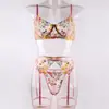 En Stock Varsbaby Marca Independiente Europea y Americana Lencería Sexy Bordada para Mujer + Tanga Cinturón de Ligueros Sujetador Conjunto de Tres Piezas